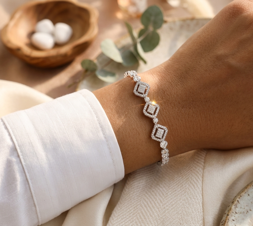 Diamond Square Link Armband