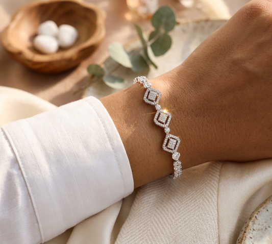 Diamond Square Link Armband