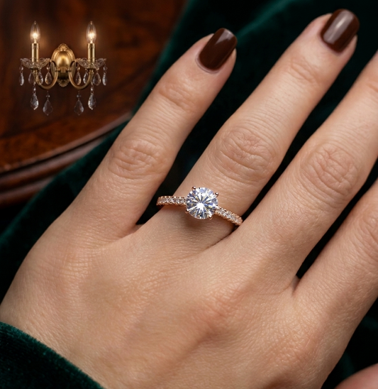 Rose Solitaire Sparkle Ring